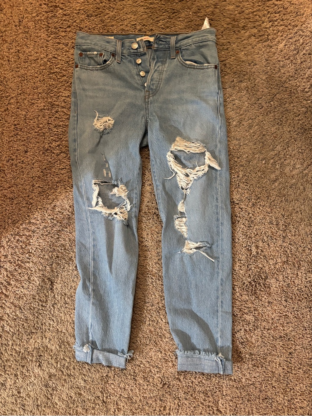 Levi's Light Blue Distressed Boyfriend Jeans